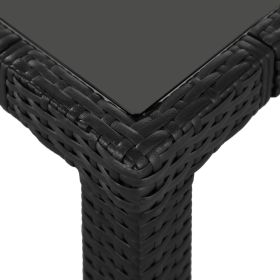 vidaXL 9 Piece Patio Dining Set Poly Rattan Black (Option: as picture)