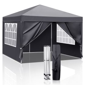 10x10ft Dark Grey 4 Sides-2 Doors, 2 Windows, Folding Shed, Oxford Cloth, Sprayed Iron Pipe, Portable (Option: Dark gray)