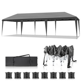 10x30ft Dark Grey, No Fence, Folding Shed Oxford Cloth White Spray Plastic Frame With 8 Sandbags With Tug Bag (Option: Dark gray)